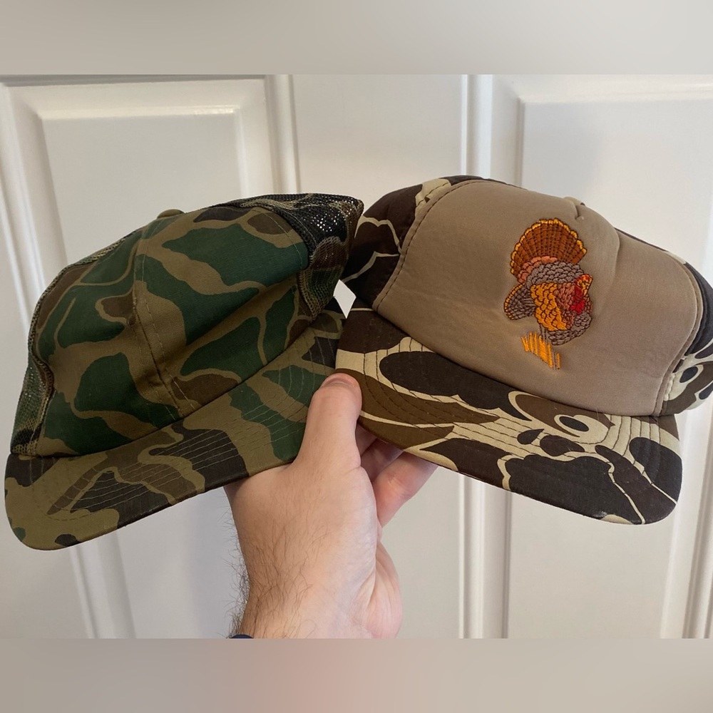 Vintage 80’s 90’s Duck Camo Winchester snapback hat Lot (2) hunting EUC